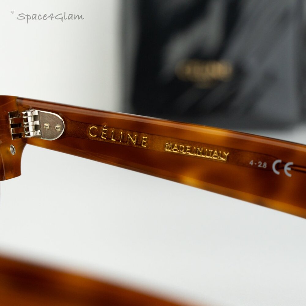 Celine Women Sunglasses Shiny Rhodium Havana Green Cat Eye CL40059U 18N NEW - Picture 7 of 9